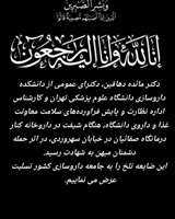 پیام تسلیت رئیس دانشکده داروسازی  پردیس بین الملل در پی شهادت دکتر مائده دهاقین